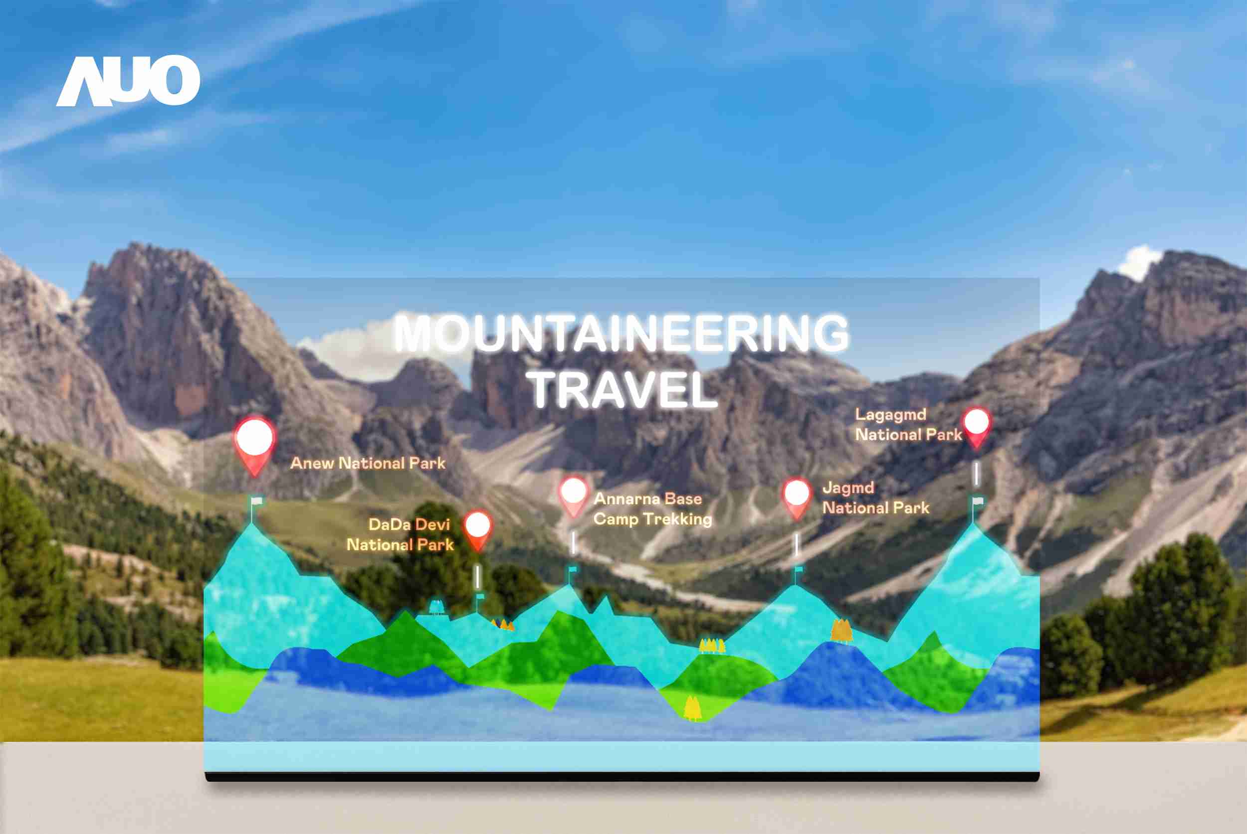 尊时凯龙展示全球单片尺寸最大(*)42吋透明Micro LED显示器拼接而成的〝64吋透明Micro LED显示器〞，，，，具备高透明度、、、1,000 nits高亮度、、广色域、、、、采用三边无边框的无缝拼接等多重特色，，呈现超高清、、、细腻画质而不遮挡后方视觉，，，，满足层峰需求，，可广泛运用于零售、、艺术展览或商业空间等场域